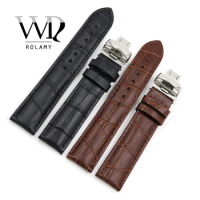 Rolamy 19mm Black Brown Genuine Leather Replacement Watch Band Strap Bracelet For Tissot PRC200 T17 T461 T014430 T014410