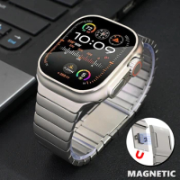Stainless steel titanium color band For Apple Watch Ultra 2 49mm magnetic link bracelet for iwatch 9 8 7 45mm 6 5 4 se 3 42 44mm