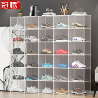 全透明aj鞋盒收納盒網紅放鞋器省空間大碼翻蓋式塑料DIY籃球鞋盒