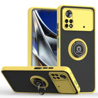 Case for POCO X4 X5 X6 Pro Case Ring Shockproof Matte Translucent Case for Poco X6 X5 X4 X3 Pro X6Pro X5Pro X4Pro X3Pro Cover