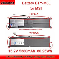 Battery BTY-M6L 4ICP8/35/142 for Msi GS60 GS65 GS75 P65 P75 GS65 8RE PS42 8RB-032 PS63 8RC WS65 8SK 15.2V 5380mAh 80.25Wh