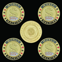 5PCS Royal Straight Flush Entertaining 3D Poker Chip Colorful Casino Metal Coin W/ Coin Capsule