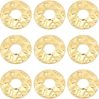 24Pcs 18K Gold Plated Brass Flat Round Links 12.5x1.5mm Bumpy Disc Brass Connector Charms for DIY Jewelry Making Hole: 1mm
