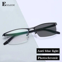Aolly Men Glasses Anti-blue lens Myopia Photochromic Reading Glasses CR39 Lens