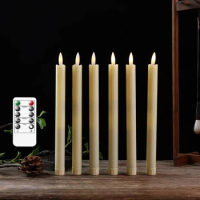40 pcs Flickering Light Christmas LED Candles With Remote Control,10 inch Long Battery Operated Warm White Decorative Candles