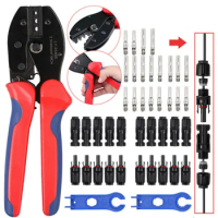 12 Pair Solar Crimp Tool Connector Spanner+PV Crimper Wire Stripper Crimping Cutters Kit Crimping Pliers Tool Set