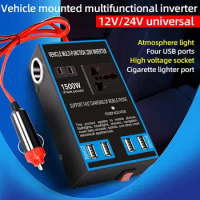 Car Power Inverter 12V/24V To 220V Auto Converter Power Inverter Travel Charging Supplies For Cell Phones Vacuum Cleaners Car