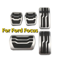AT MT Stainless Steel Fuel Pedal Brake Pedals Rest Pedal Set Cover for Ford Focus 2 3 4 MK2 MK3 MK4 St Rs 2005 - 2018 Acc.