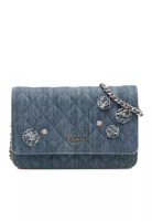 Chanel 二手 Chanel 絎縫牛仔山茶花鏈錢包