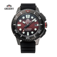 【ORIENT 東方錶】M-FORCE FOR AIR DIVING系列 潛水機械錶 膠帶款 紅水鬼 全球限量 - 45mm(RA-AC0L09R)