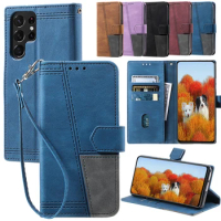 Luxury Flip Wallet Magnetic Case For Samsung Galaxy S21 Ultra S22 S20 Plus S21+ S21FE S20FE Card Slot Stand Classic Rope Capa