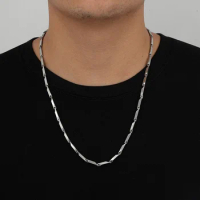 Stainless steel hip hop rock melon seed chain diamond bamboo chain necklace titanium steel men's necklace 2022