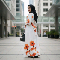 Gamis Midi Bunga Crinkle vip motif L&XL