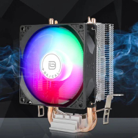 90mm CPU Cooler with 2 Heat Pipes CPU Air Cooler Quiet Rainbow RGB Cooling Fan for Intel LGA775 1150/1151/1155/1156/1200 AMD AM2