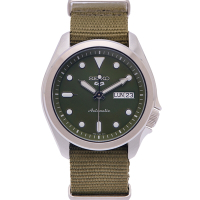 SEIKO  5號機械sport系列4R36帆布材質錶帶手錶(SRPE65K1)-綠面x銀色/40mm
