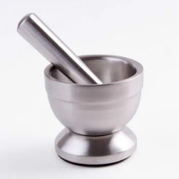Stainless Steel Mortar Pestle Set, Pugging Pot, Garlic Spice Grinder, Pharmacy Herbs Bowl, Mill Grinder Crusher with Cover