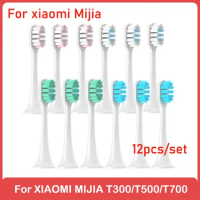12PCS Replacement Brush Heads For XIAOMI MIJIA T300/T500/T700 Sonic Electric Toothbrush Soft Bristle Caps Vacuum Package Nozzles