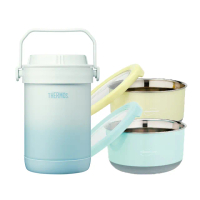 【膳魔師X凱菲】超值3入_秘境藍不鏽鋼真空燜燒提鍋1500ml+不鏽鋼隔溫碗1200ml(RPF-20-GBL+TC-BOWL)