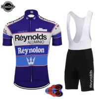 Retro short sleeve jersey set team bike wear jersey set bib shorts breathable 9D gel Pad cycling clothing MTB ropa Ciclismo