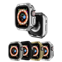uhgbsd For Apple Watch 8 7 6 5 4 Ultra 49MM Protective Case Iwatch 41 40 42 44 45 38mm Watch Hollow-out Half-pack TPU
