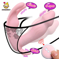 DopaMonkey Wearable dildo G Spot Clitoris Stimulator Wireless Remote Control Butterfly Vibrator Panties Strap on Dildo Vibrator