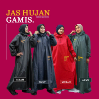 Jas Hujan Hijab Gamis Muslimah Wanita Jumbo terusan Rok Ponco Zipper