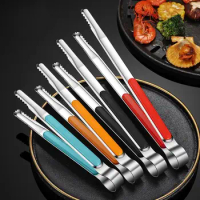 Korean Food Tongs BBQ Meat Bun Stainless Steel Cooking Tongs Utensil Tong Buffet Clips Toast Bread Clamp Kitchen Tools