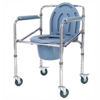 Hot sale comfortable commode chair foldable portable toilet chair with wheels customized