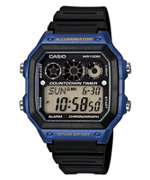 【東洋商行】CASIO 卡西歐 10年電力亮眼設計方形數位錶 - 藍框x黑錶圈 AE-1300WH-2AVDF 運動錶 潛水錶 防水錶 電子錶 男錶 女錶 手錶