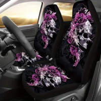 Just Car Seat Cover Floral Skull Print, Front Seat Protector, Cushions for SUV, Truck or Van