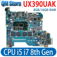 UX390UAK Notebook Mainboard For ASUS Zenbook 3 UX390U UX390UA Laptop Motherboard With I5-7200U I7-7500U CPU 8GB 16GB RAM
