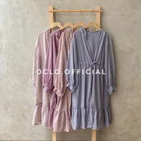 Oclo Viadila Long Outer Pakaian Wanita Ceruty Premium Pinggang Serut OCL00202