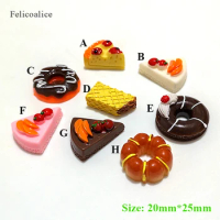 8pcs/bag Cute Resin Donuts Charms For Slime Filler DIY Cake Ornament Phone Decoration Resin Charms Slime Supplies Kitchen Toys
