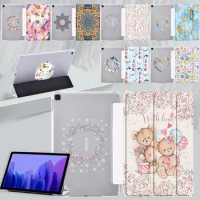 For Samsung Galaxy Tab A7 Lite 8.7"/Tab A7 10.4" Three-Fold Stand Cover for Tab A 10.1 2019/A8 10.5 2022 Transparent Tablet Case