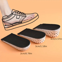 Insole Peninggian, 2pcs, Pad Separuh, Ringan, Selesa, Bernafas, Menyerap Peluh, Ketinggian 2 / 3 / 4