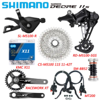 SHIMANO DEORE M5100 11S Groupset Derailleur MT200 Hydraulic Disc Brake CS-M5100 Cassette Chain Racework XT BB52 Kit Bicycle Part