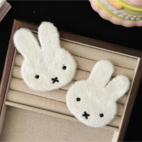 Knitted Miffy Rabbit Plush Cartoon Bunny Bangs Stickers for Children, Sweet Girls' Seamless Magic Ha
