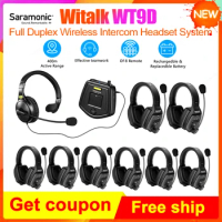 Saramonic Witalk WT9D Headsets Microphone for Film Stage Wireless Intercom Headset System Full Duplex for Sport Communication