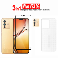 Pelindung skrin 3-dalam-1 untuk Vivo V23 5G, filem kaca terbaja dan Vivo V23E, V27Pro, V25Pro, V27E,