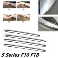 NEW-4Pcs Chrome Stainless Steel Exterior Door Handle Molding Trim Cover Outer Doors Handle Cover for BMW 5 Series F10 F18