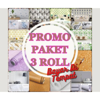 PAKET 3 ROLL / BAYAR DI TEMPAT | Terlaris Wallpaper Sticker Dinding Murah Motif Serat Kayu Putih Abu