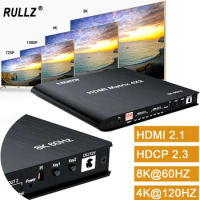 8K 60HZ 4x2 HDMI Matrix HDMI2.1 Switch 4K 120Hz Video Distributor Splitter 4 in 2 Out for PS4 Camera Computer PC To TV Monitor