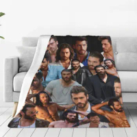 Can Yaman Photo Flannel Blanket Actor Soft Warm Throw Blanket for Living Room Camping Printed Bedspread Sofa Bed Cover