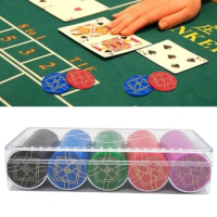 25UC 100Pcs/pack 5Colors Plastic Chip Chip Set Professional Casino European Chip Set Round Coin Set