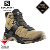 【SALOMON 法國 男 X ULTRA 4 GTX 中筒登山鞋《藻棕/黑/灰褐藍》】412941/休閒鞋/登山