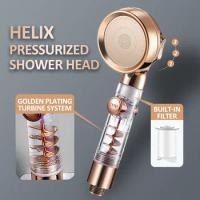 New 3 Mode High Pressure Adjustable Filter Rain Turbine Shower Head One Button Stop Water Saving Nozzle Bathroom Accessories