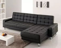 北歐日式小戶型皮沙發床多功能可折疊客廳轉角兩用沙發貴妃椅