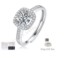 Cincin Wanita Moissanite 1.0 Karat, S925 Perak Bersalut Emas Putih 750, Bergaya & Elegan, Tidak Puda