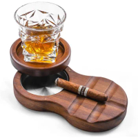 Windproof Wooden Cigar Ashtray with Lid Portable Ashtray Smoking Accessories