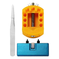Watch Repair Tool Box Watch Battery Removal Tool With Holder Base Tweezer Spring Bar Tool Watch Wrench Back Remover Adjustment